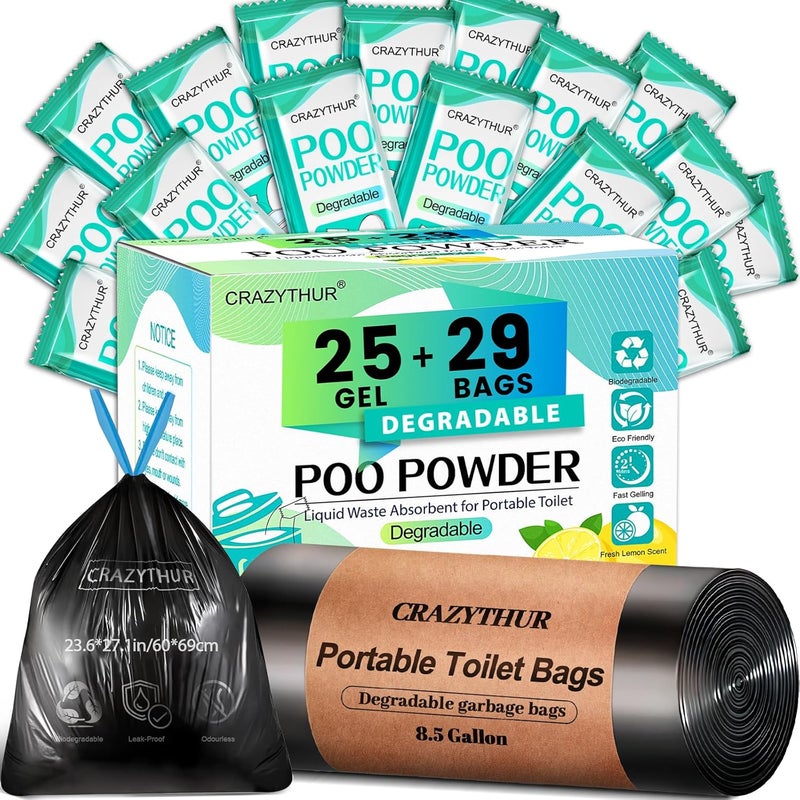 CRAZYTHUR PortablePortable Toilet Gel, Poo Powder for Portable Toilet, Camping Toilet Gel, Pee Powder, Portable Toilet Powder for Outdoor Camping and Hiking Toilet Gel Powder - Image 1